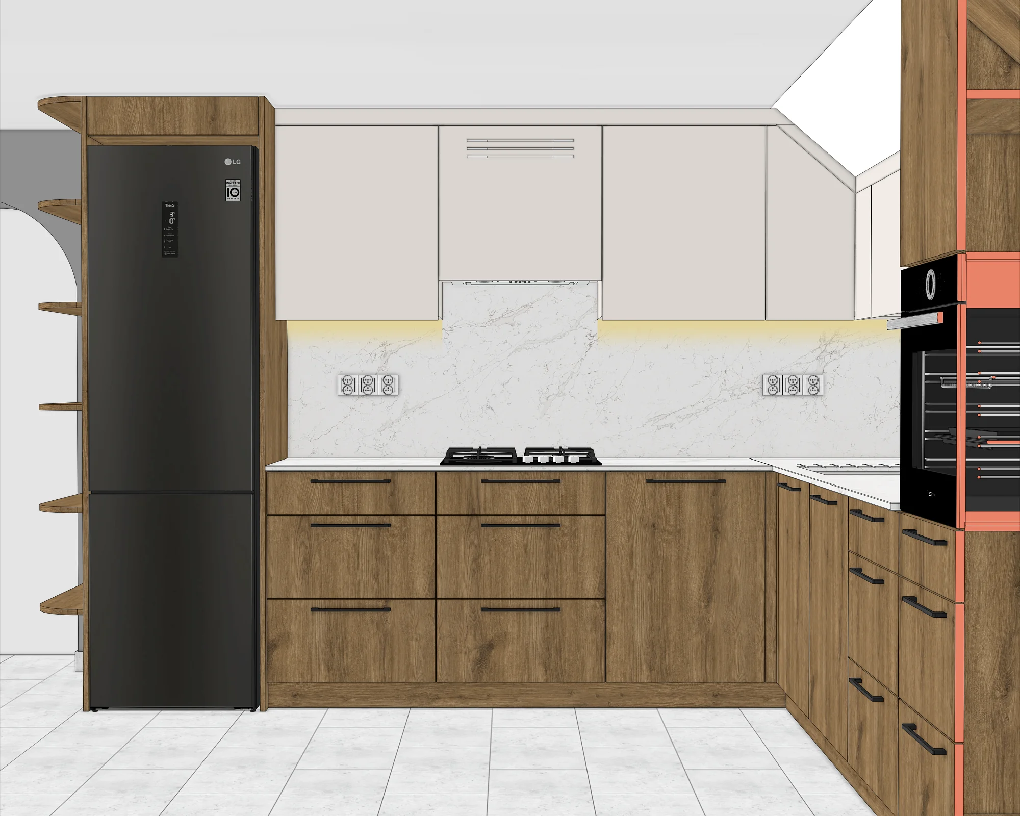Projekt drewnianej kuchni z lakierem RAL 9001